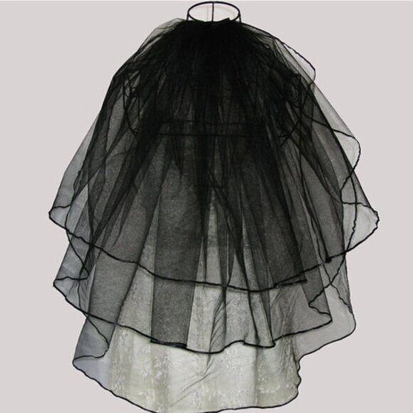 Black Layered Tulle Veil